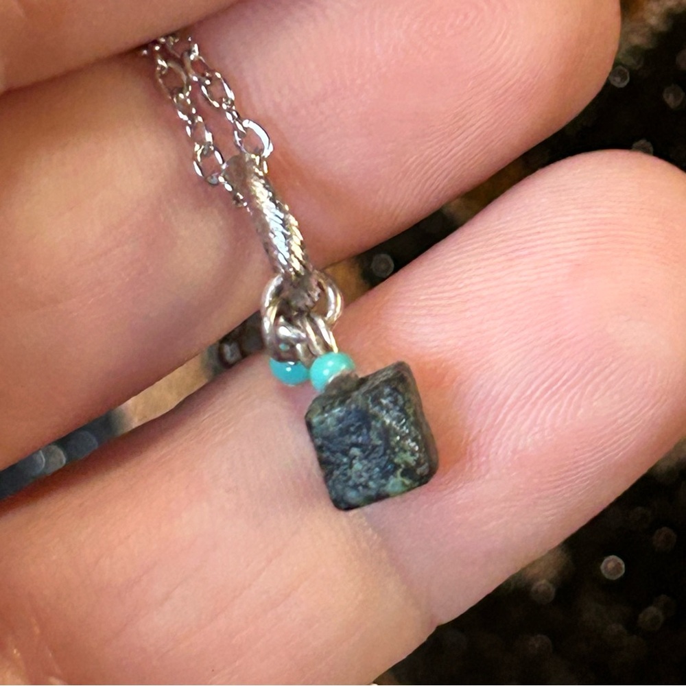 Handcrafted serpentine jade pendant on chain necklace